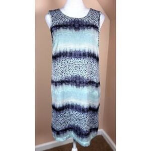 TART Collection Abstract Print Sleeveless Shift Dress XS Blue Purple White NWOT